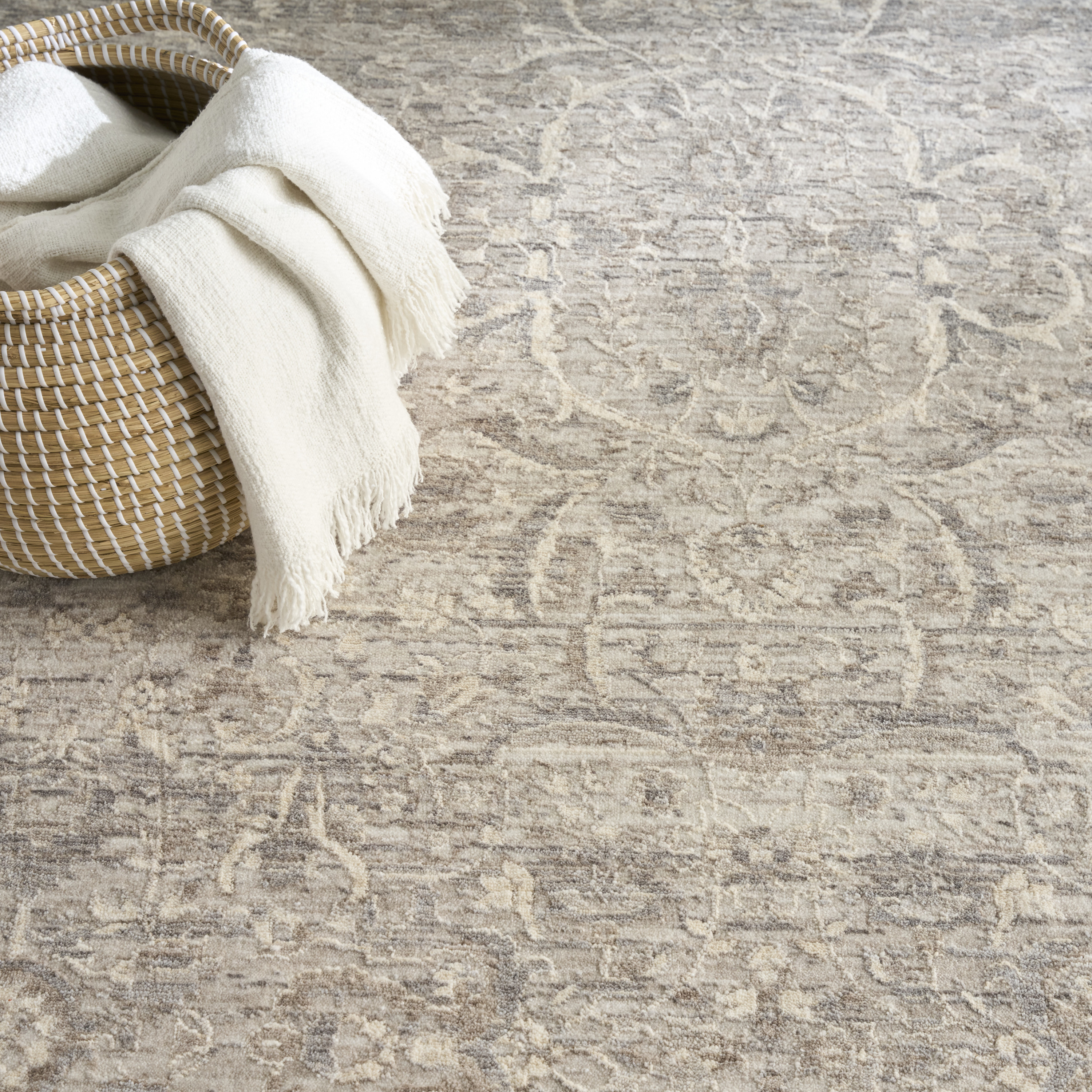 Nourison Shadows 5'3" x 7'3" Grey Vintage Indoor Rug
