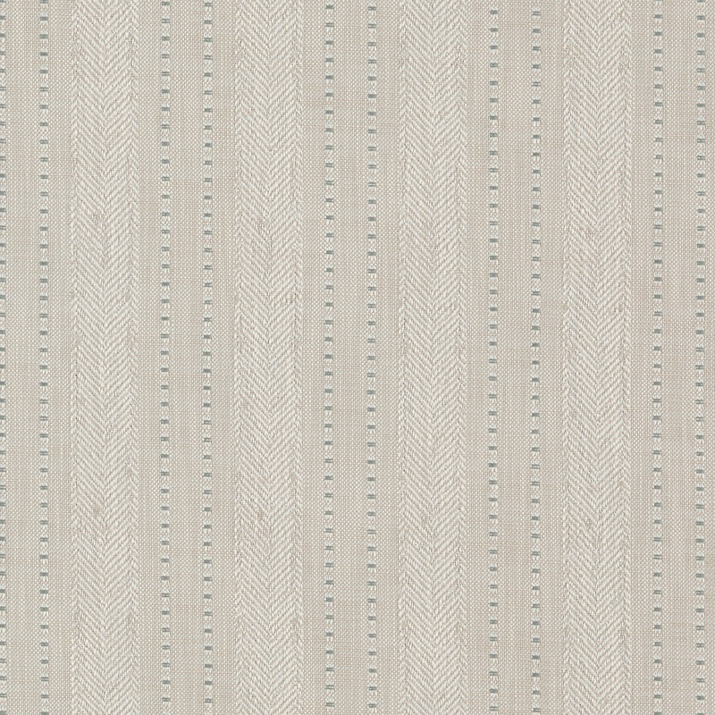 Striped textured wallpaper with alternating narrow dotted and wider herringbone vertical bands; covering a wall, neutral beige and pale blue tones; close-up, even diffuse lighting, no furnishings visible.