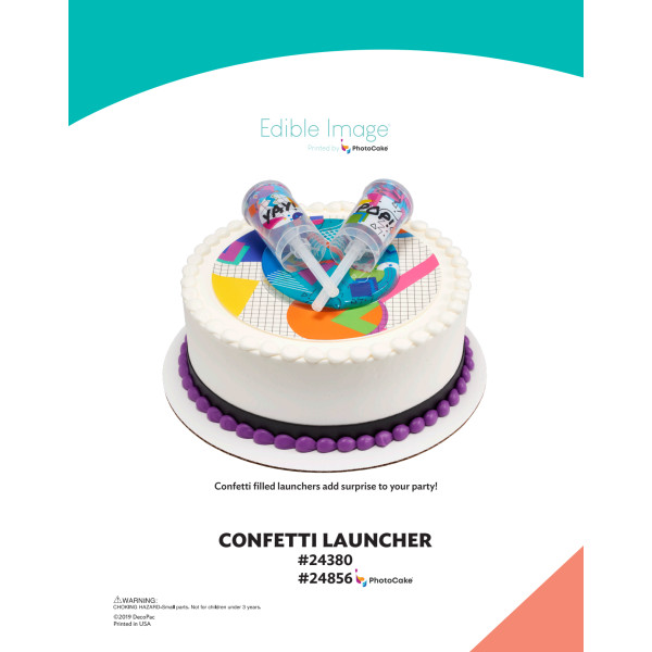 Confetti Launcher The Magic of Cakes® PhotoCake® Enhanced Round Background Page