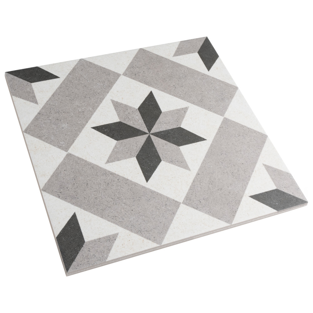 Vintage Star Grey 9.75x9.75 Square Porcelain Floor and Wall Digital Pattern