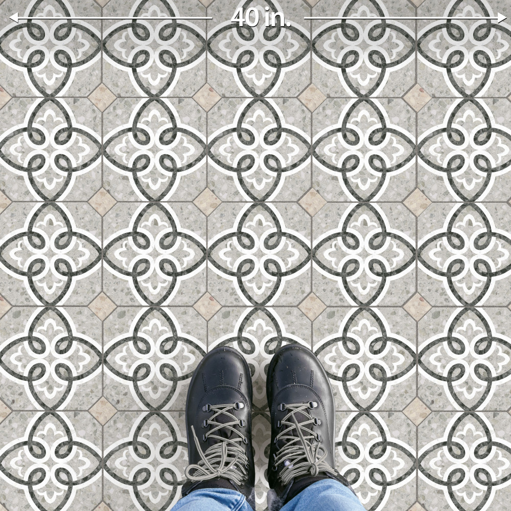 Riviera Octagon Garde Gris with Taco Beige 7-7/8 in. x 7-7/8 in. Porcelain Floor and Wall Tile