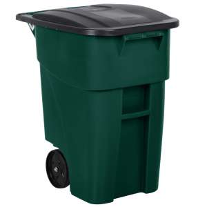 Rubbermaid Commercial, BRUTE®, Rollout, 50 gal, Resin, Green, Rectangle, Receptacle
