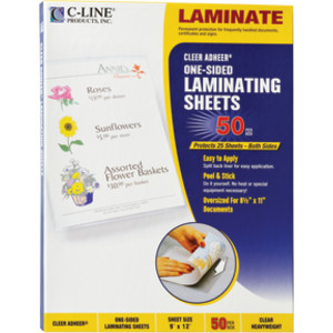Heavyweight Cleer Adheer&reg; Laminating Sheets, Clear, 9" x 12", Box of 50