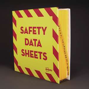 AVE18952, Avery, Heavy-Duty Preprinted Safety Data Sheet Binder, 3 Rings, 3" Capacity, 11 x 8.5 Yellow/Red