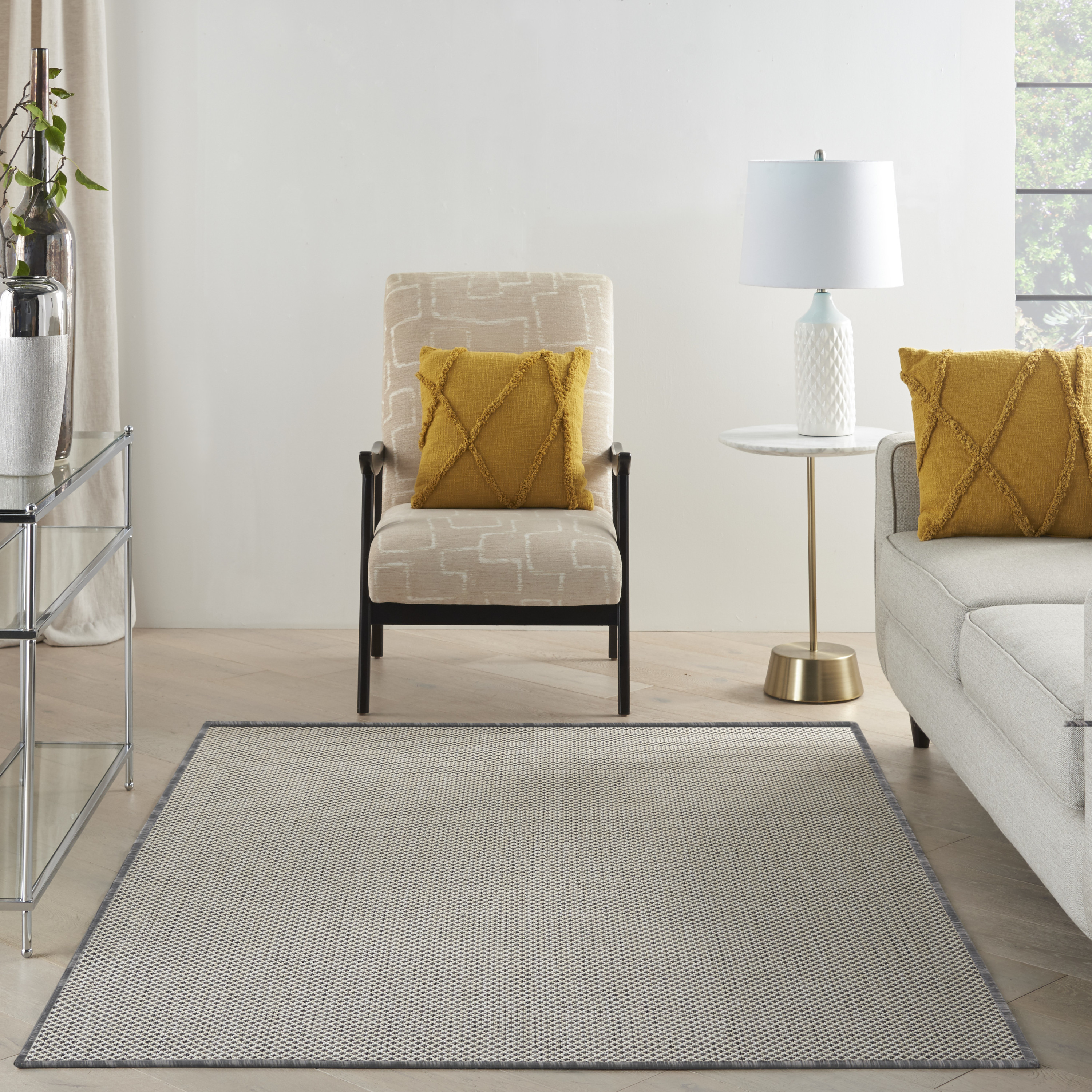 Nourison Courtyard 5' x 7' Ivory Charcoal Modern Rug