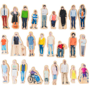 Diverse Family Wooden People Blocks, 26 Pieces