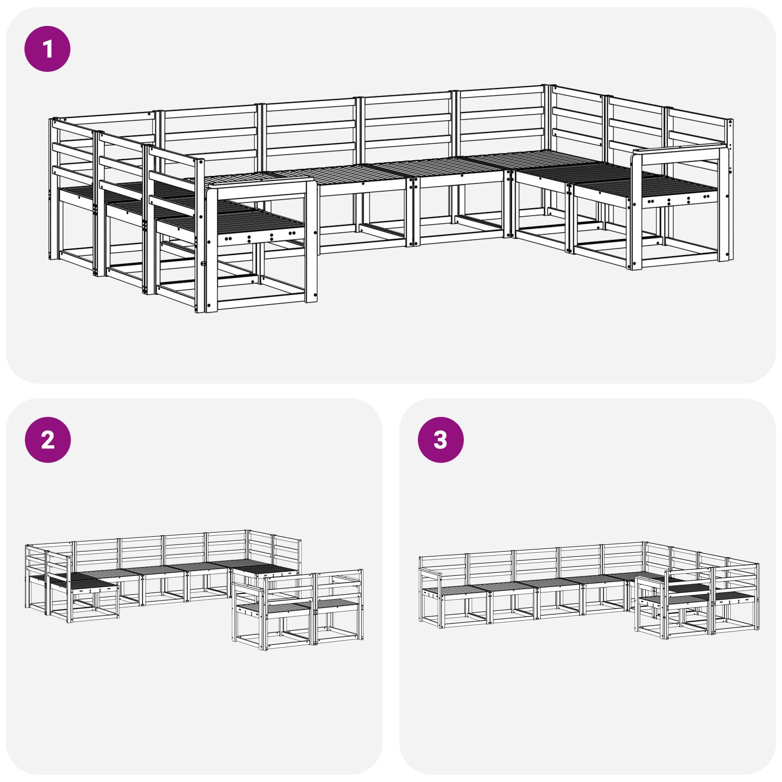 Buiten bankenset 9 pcs Wit Massief Acaciahout image 5