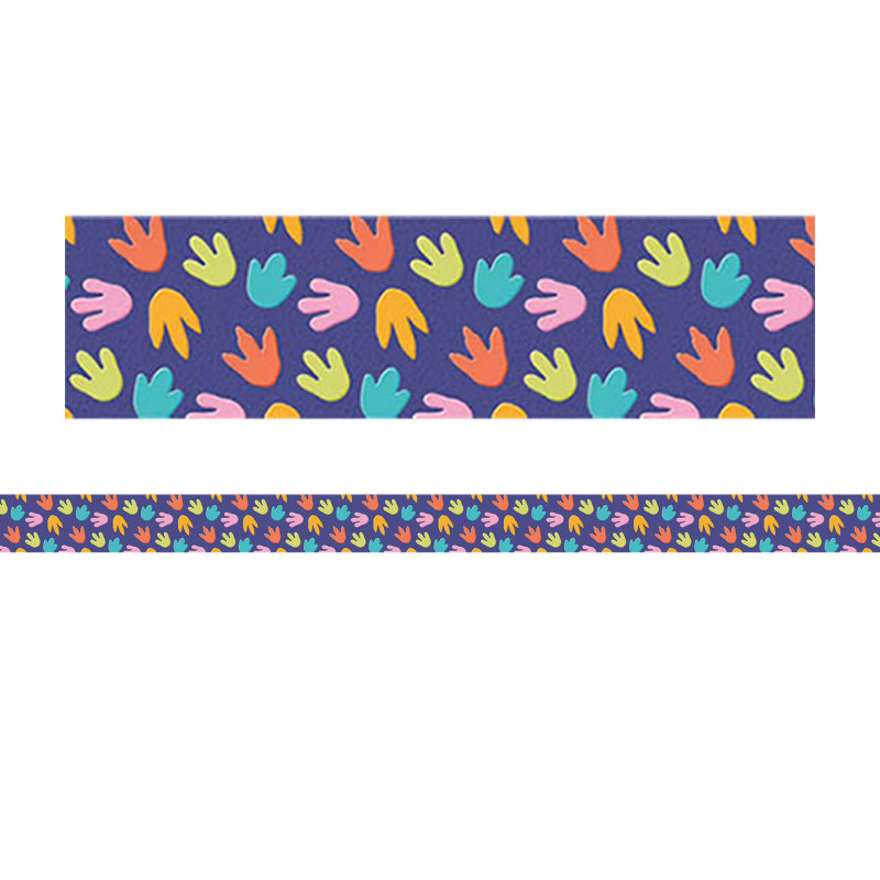 Dino Quest Colorful Tracks Classroom Border Trim, 12 Strips