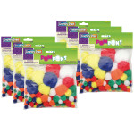 Creativity Street&reg; Pom Pons, Bright Hues, Assorted Sizes, 100 Per Pack, 6 Packs PACAC812101-6