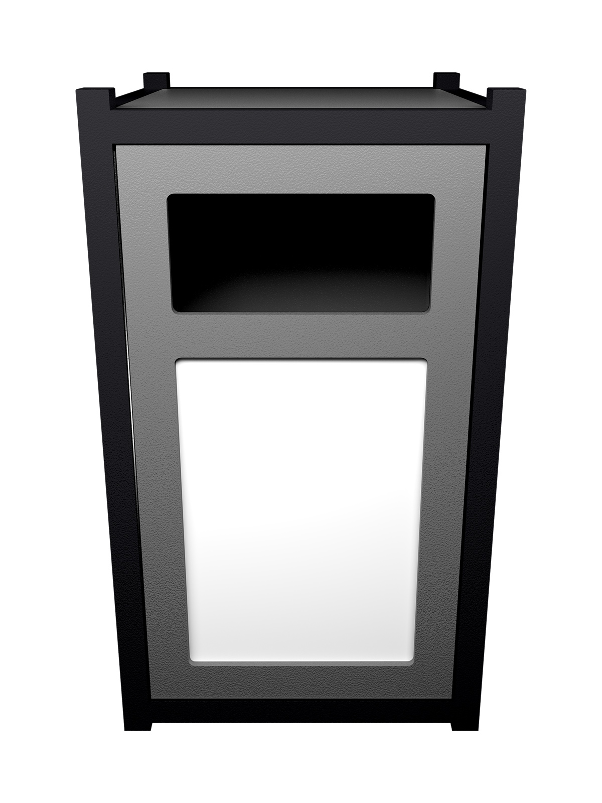 Busch Systems Aspyre Collection Vision XL Series single in black and grey with full door and sign