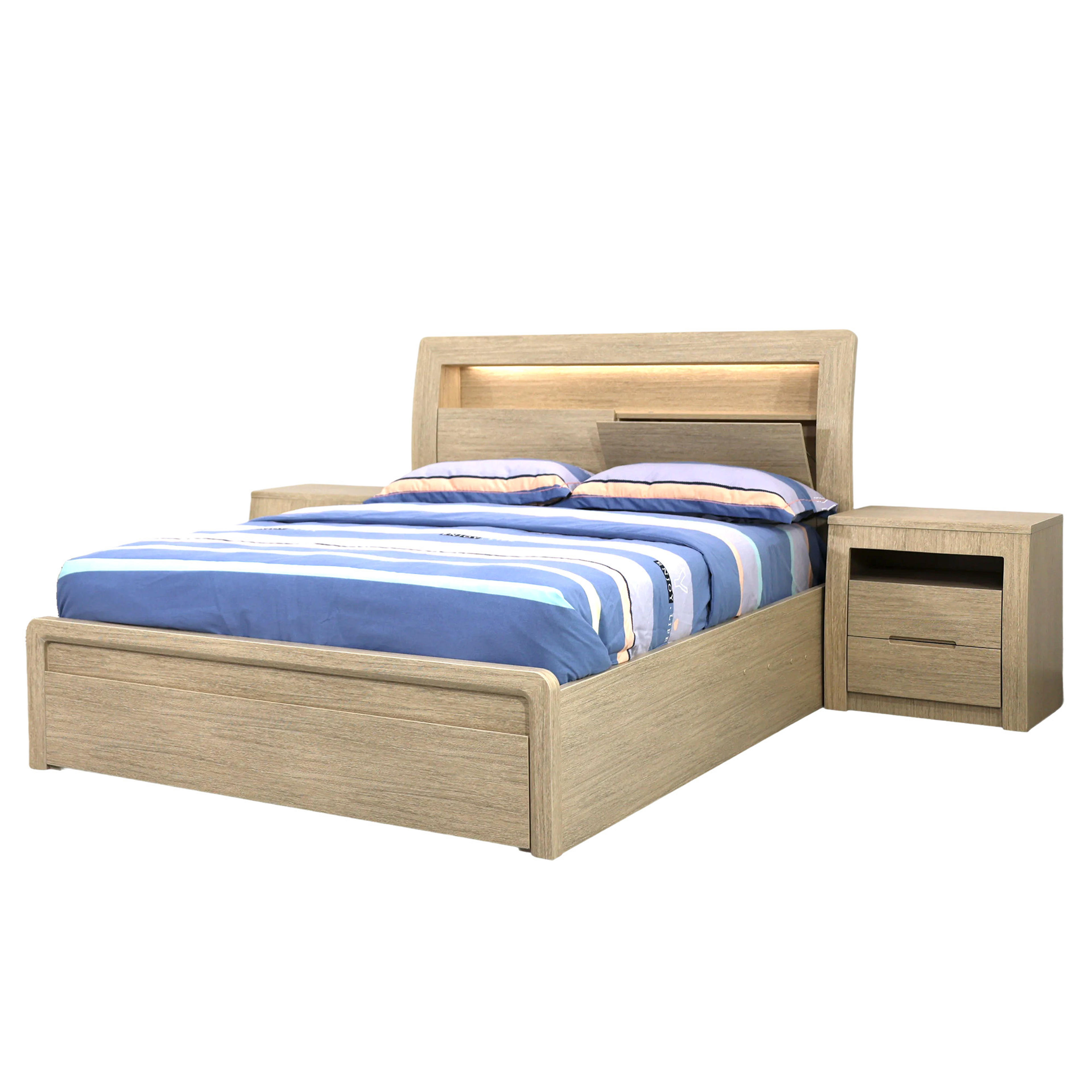 Product image of the  Skyline Bed Frame, Gas Lift & End Drawer Base, Sand from Forty Winks