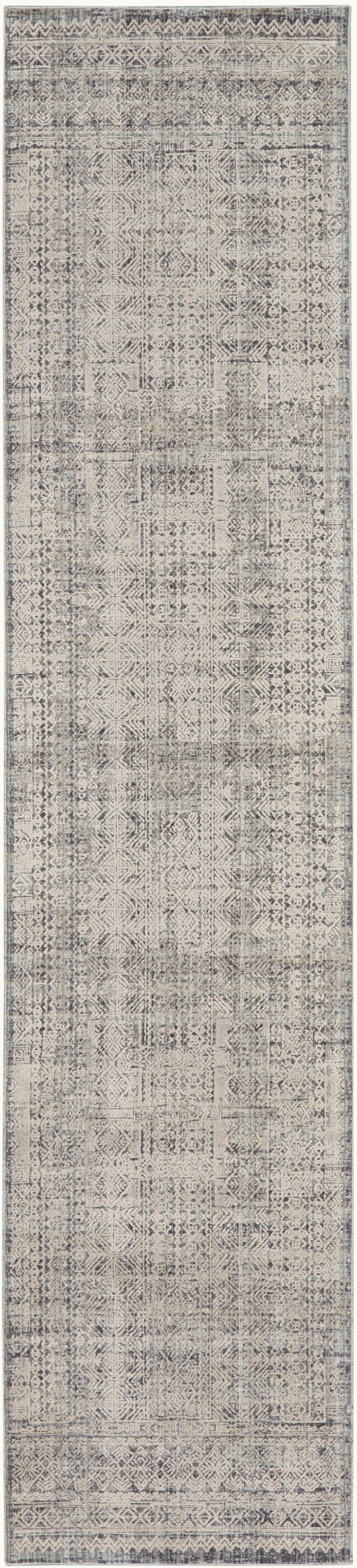 Nourison Lynx 2'3" x 8' Ivory Blue Vintage Indoor Rug