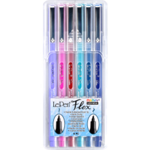 LePen&reg; Flex, Flexible Brush Tip Pens, Jewel Tones, Set of 6