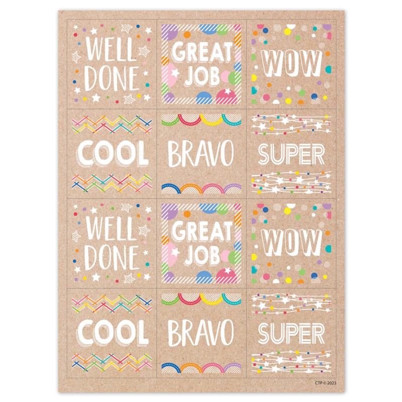 Krafty Pop Colorful Kraft Reward Stickers