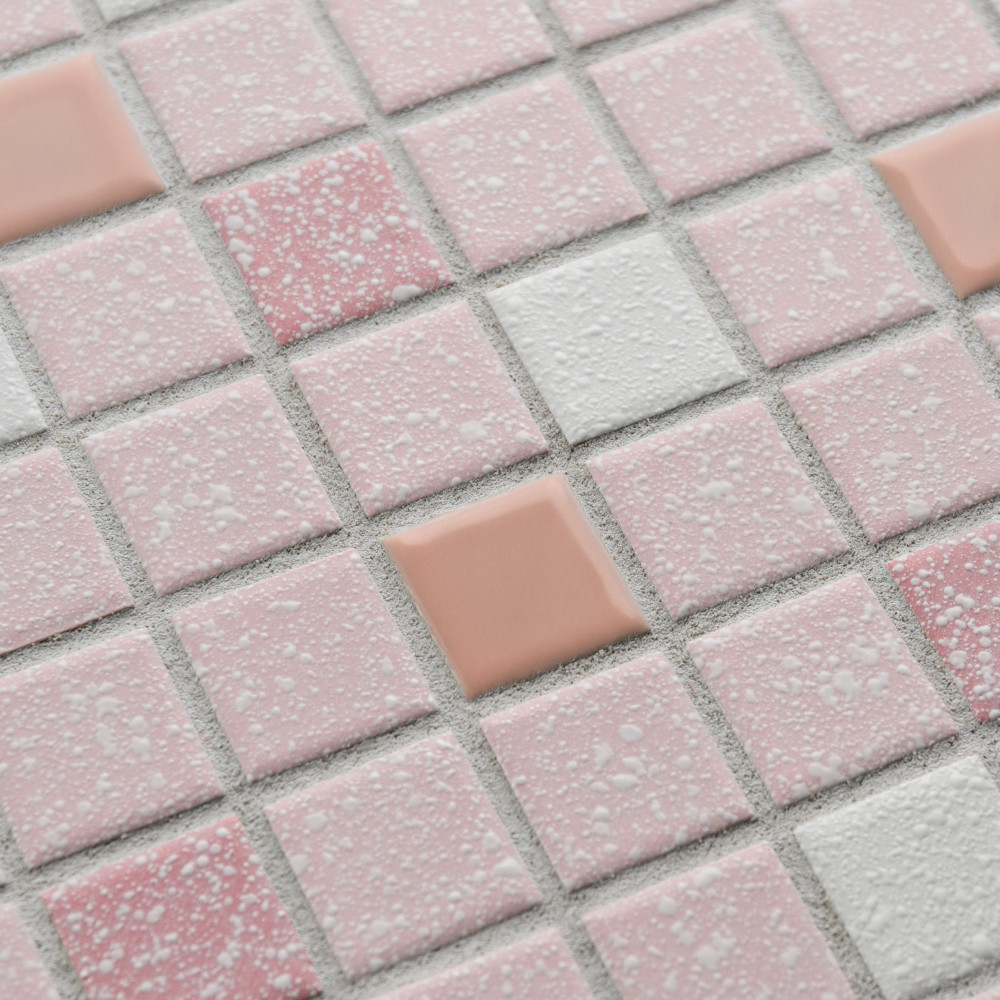 Crystalline Straight Edge Square Pink 12 in. x 12 in. Porcelain Mosaic Tile