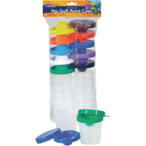 No-Spill Round Paint Cups with Colored Lids, 3" Dia., 10 Cups