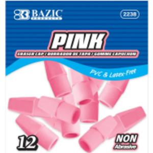 Pink Eraser Caps, 12-Count Pack