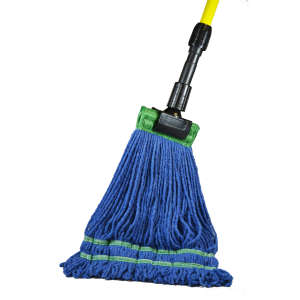 Hillyard, Antimicrobial Blend Looped-End Wet Mop Head with 5" Headband, Medium, Blue