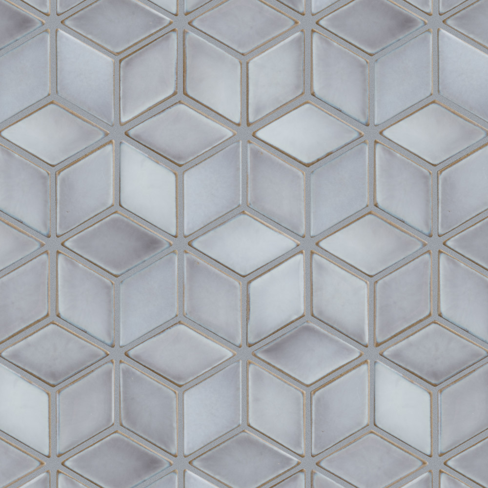 Sample – Hudson Rhombus Grey Eye Porcelain Mosaic Tile