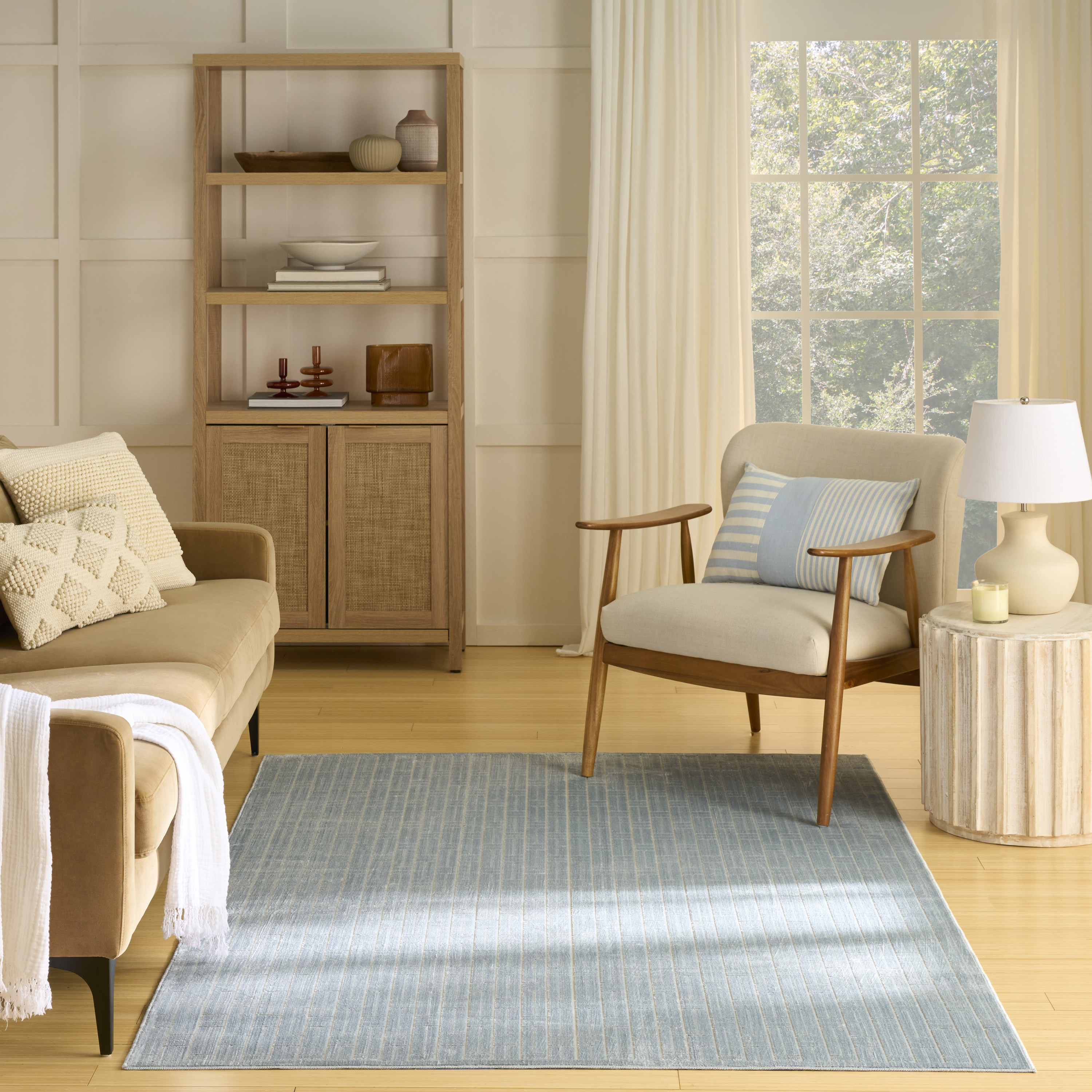 Nourison Washable Charm 6' x 9' Blue Ivory Modern Indoor Rug