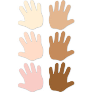 Multicultural Hands 6" Designer Cut-Outs, Pack of 36