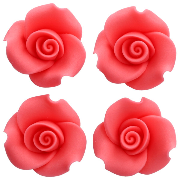 Pink 1" Rose - Red 3 Free SugarSoft® Premium Edible Decorations