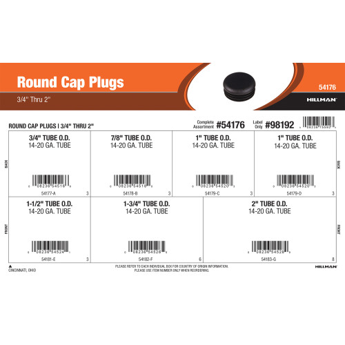 Round Cap Plugs Assortment (3/4