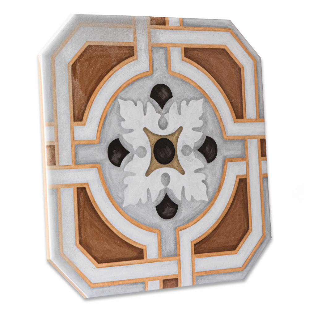 Vaudeville Octagon Deco Zimer with Taco Antracita 7-7/8 in. x 7-7/8 in. Porcelain Floor and Wall Tile