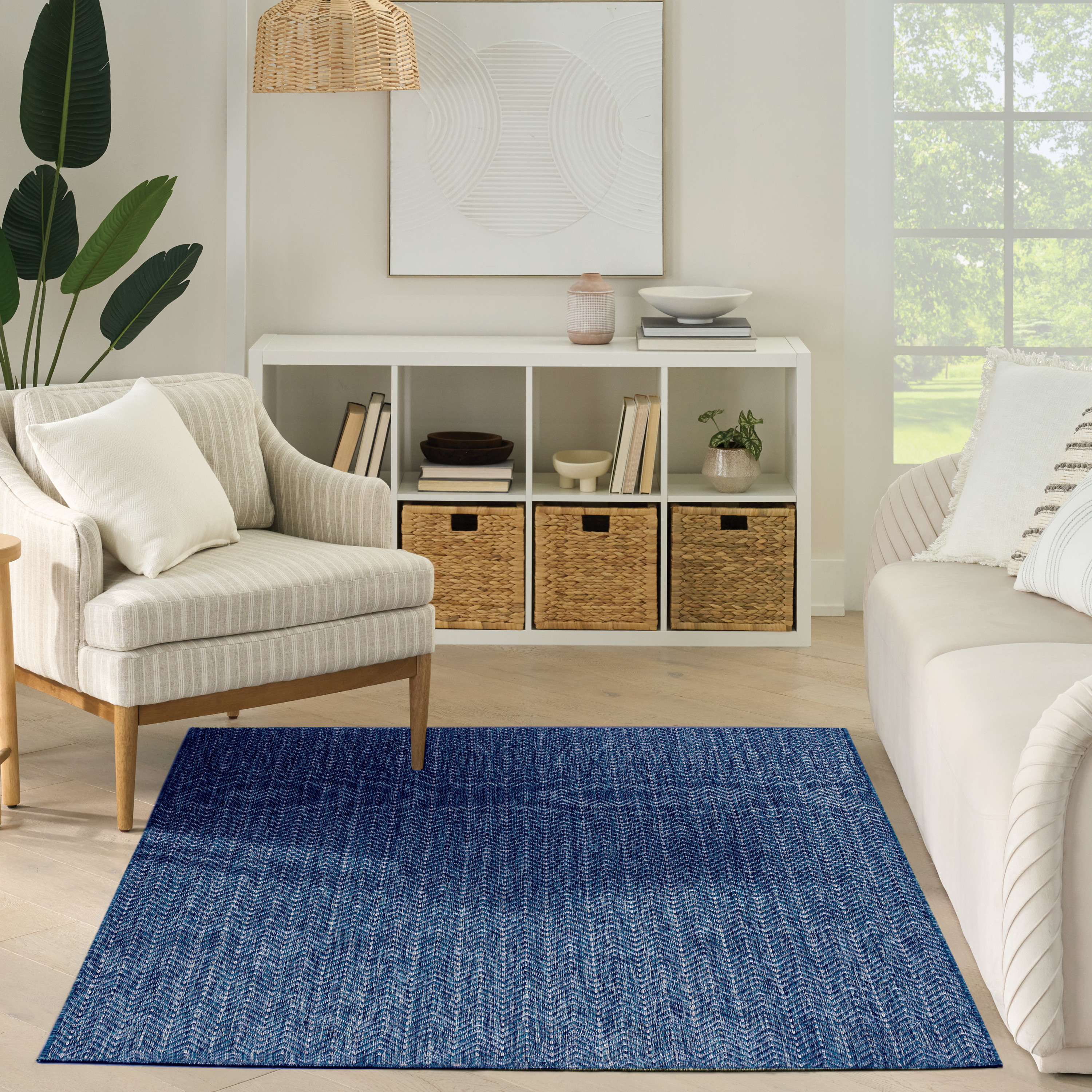 Nourison Horizon Indoor/Outdoor 6' x 9' Navy Modern Rug