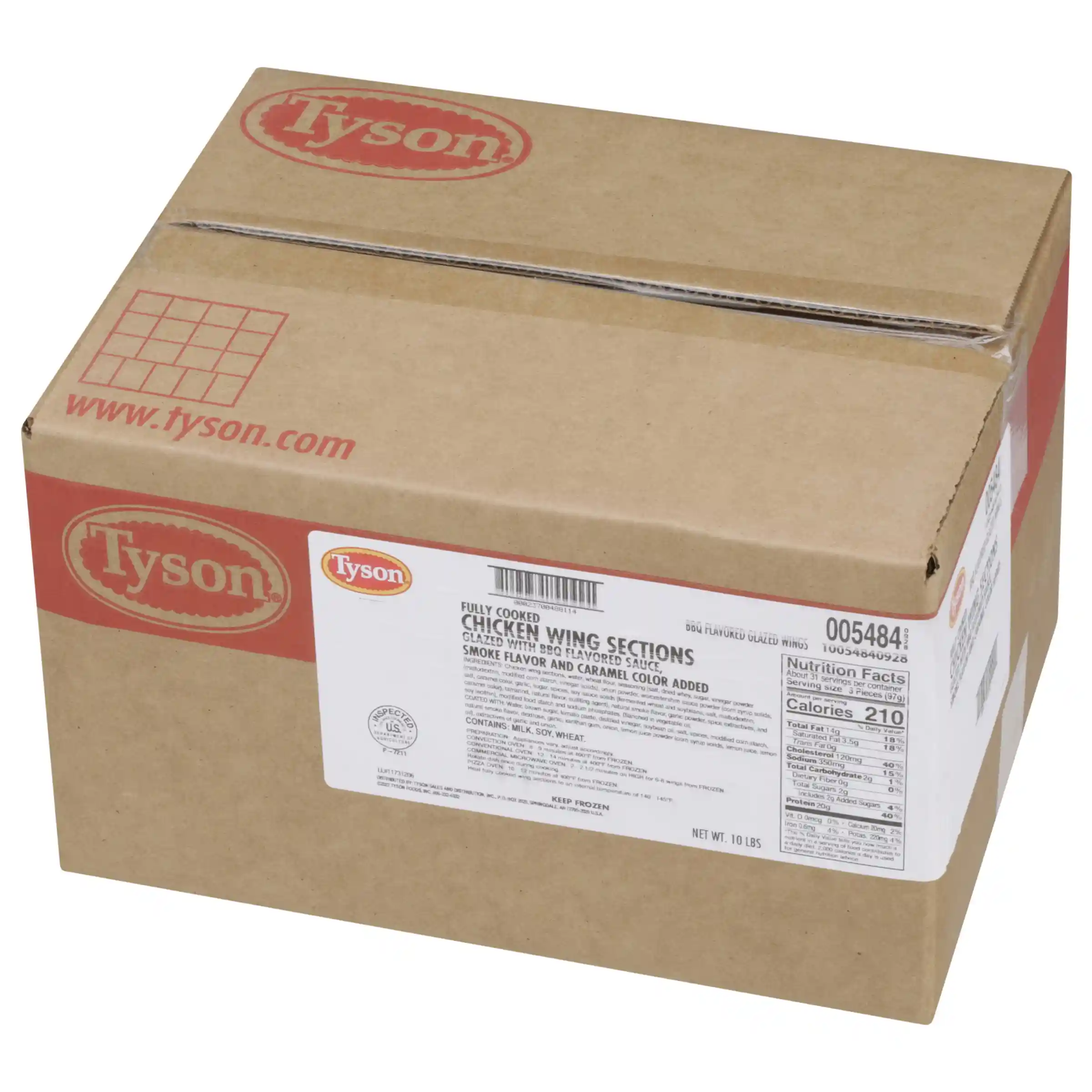 Tyson® Fully Cooked Glazed BBQ Bone-In Chicken Wing Sections, Jumbo_image_5