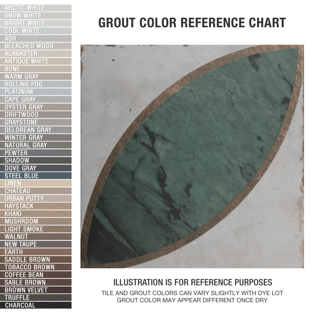 Renaissance Deco Emerald Mandorla 7-7/8 in. x 7-7/8 in. Porcelain Floor and Wall Tile