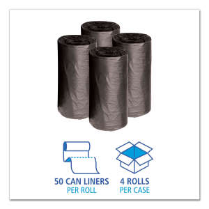 Boardwalk,  LLDPE Liner, 10 gal Capacity, 24 in Wide, 23 in High, 0.35 Mils Thick, Black
