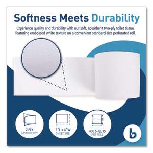 Boardwalk, Deluxe, 2 ply, 4in Bath Tissue