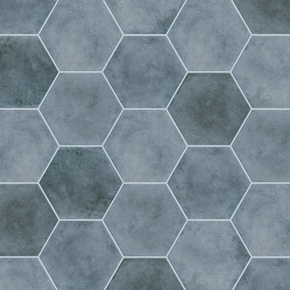 Matter Hex Blue 7-7/8 in. x 9 in. Porcelain Floor and Wall Tile ...