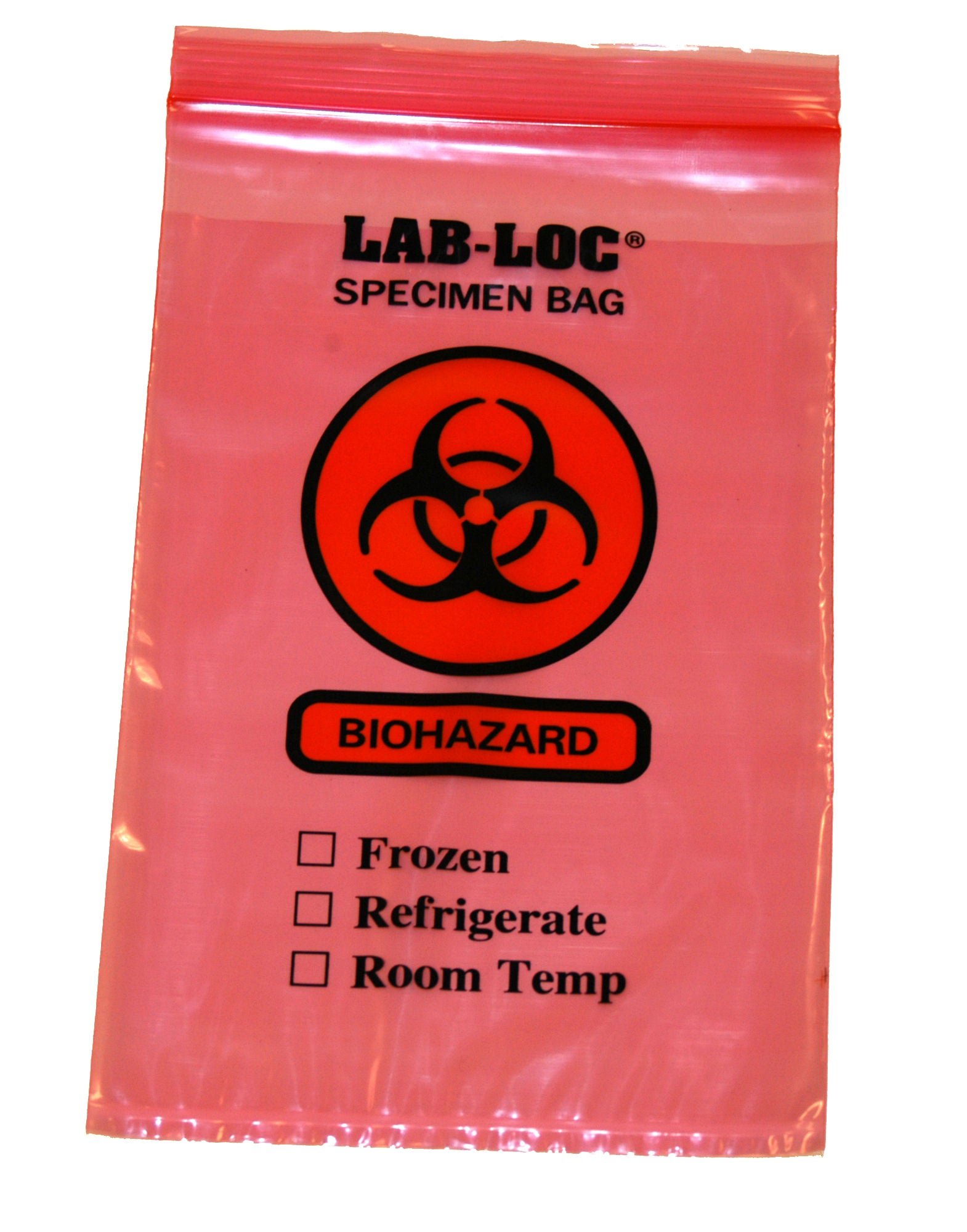 Lab-Loc Specimen Transport Bag, Document Pouch, Zip Close, Red Tinted, 6 x 9"