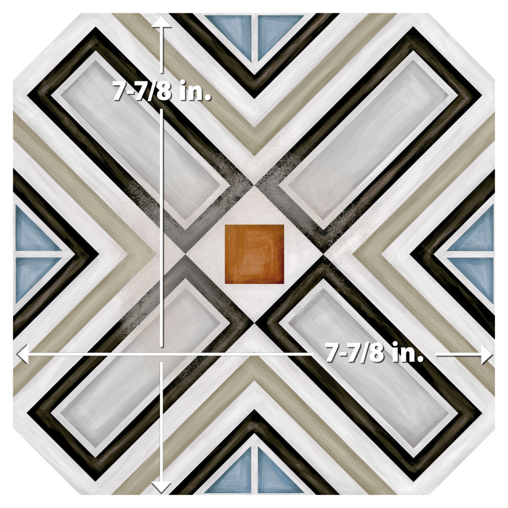 Vaudeville Octagon Deco Ritter 7-7/8 in. x 7-7/8 in. Porcelain Floor and Wall Tile