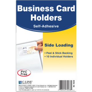 Self-Adhesive Business Card Holder, Side Load, 2" x 3-1/2", Pack of 10