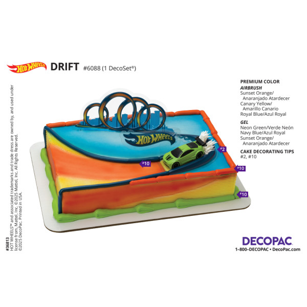 Hot Wheels™ Drift Cake Decorating Instruction Card