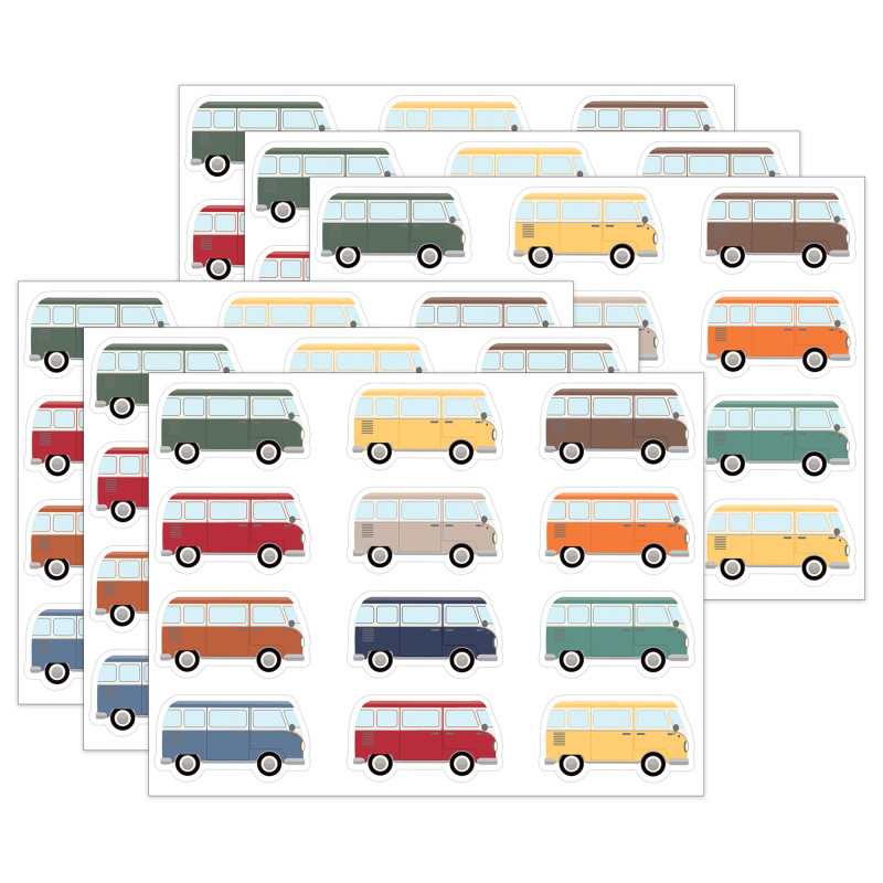 Moving Mountains Road Trip Camper Vans Mini Accents, 36 Per Pack, 6 Packs