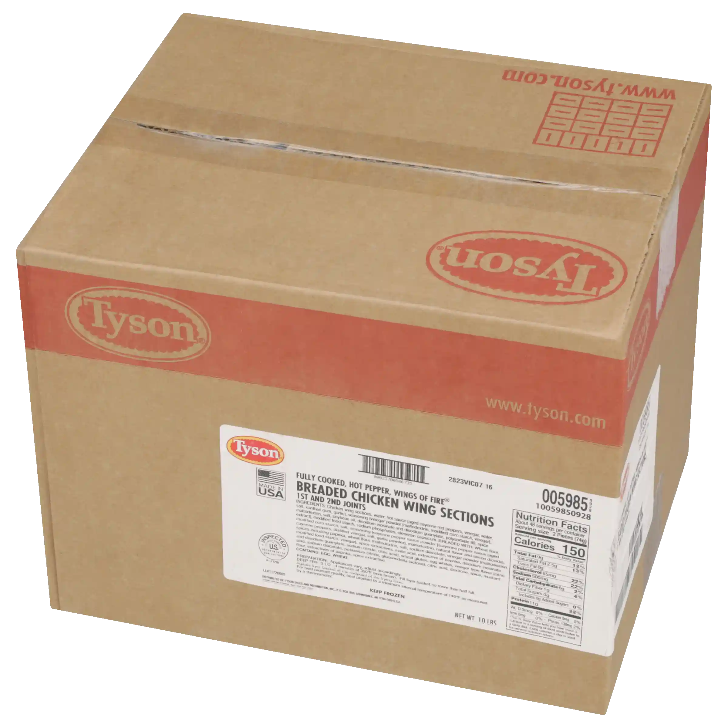 Tyson® Wings of Fire® Fully Cooked Breaded Bone-In Chicken Wing Sections, Medium_image_5