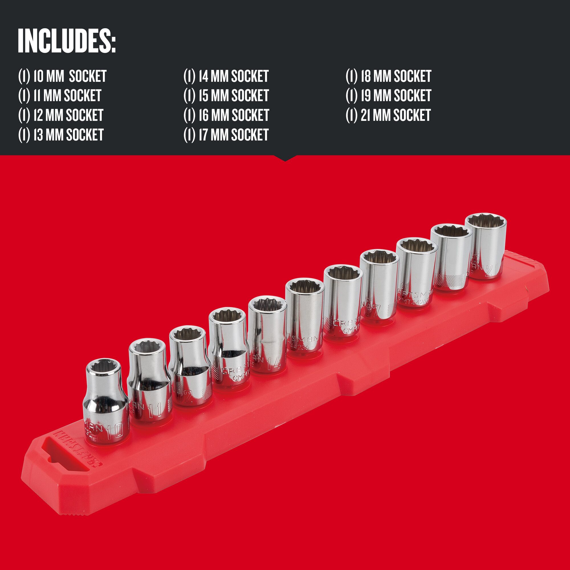 Graphic of CRAFTSMAN Sockets: Set highlighting product features