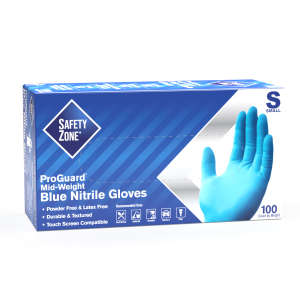 Supply Source, Safety Zone®, General Purpose Gloves, Nitrile, 3.7 mil, Powder Free, S, Blue