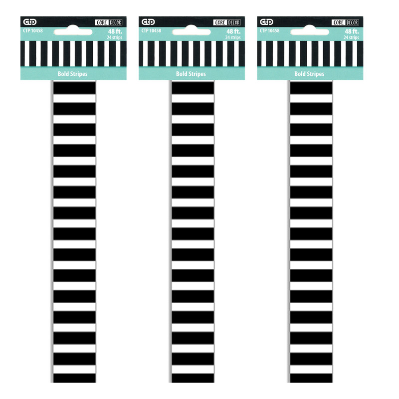 Core Décor Bold Stripes EZ Border, 48 Feet Per Pack, 3 Packs