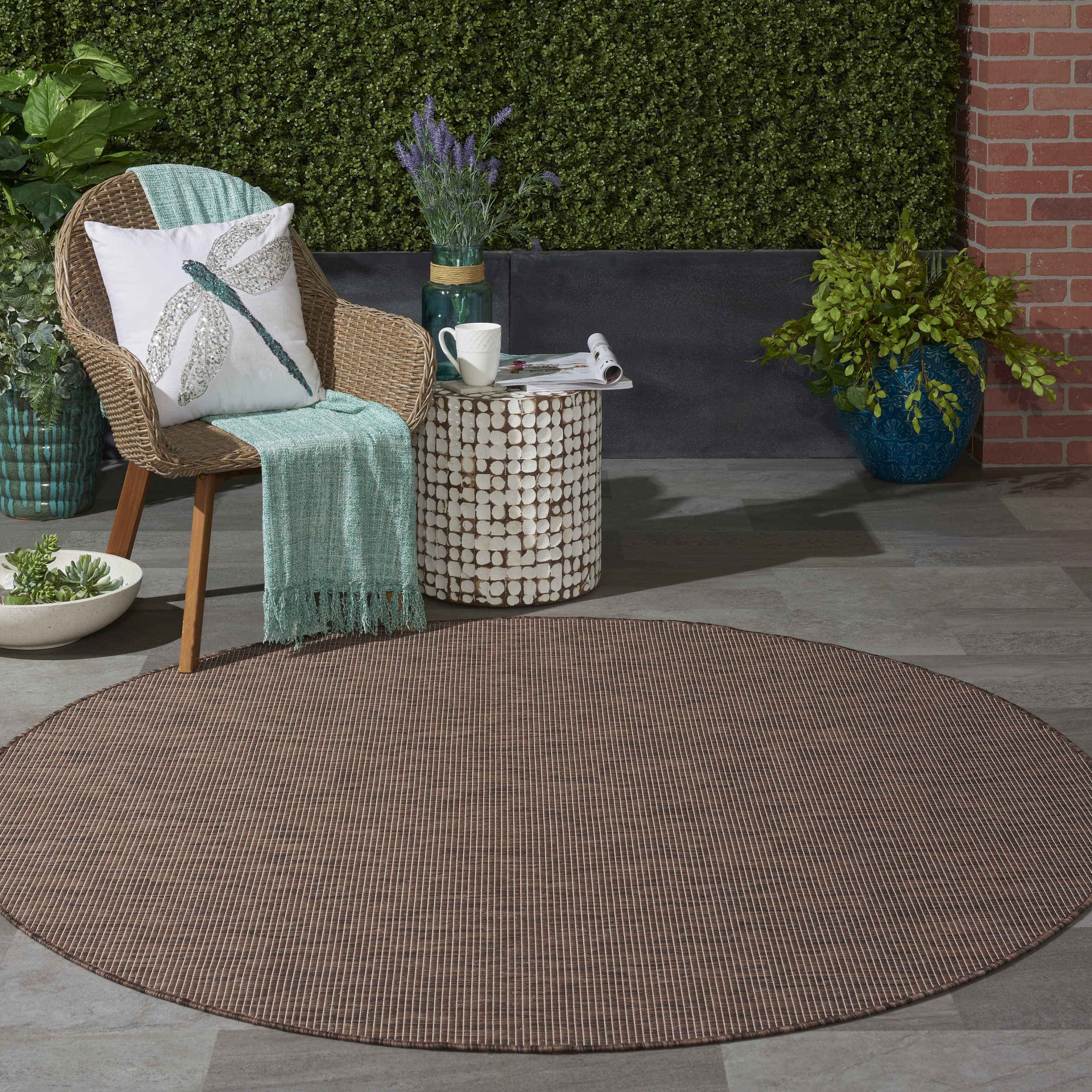 Nourison Positano 6' x Round Natural Modern Rug