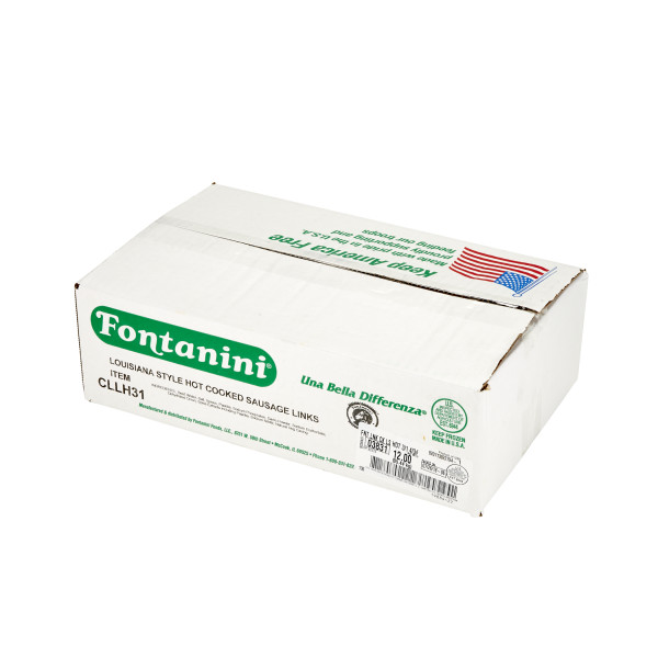 FONTANINI(r) Louisiana Style Hot Sausage, Cooked, 3/1, 4/3 lb . C1RA - Front Right Closed Case (Hi Res)