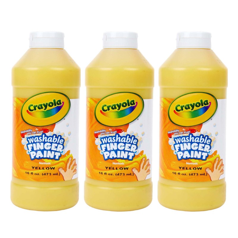 Washable Finger Paint, Yellow, 16 oz, Pack of 3