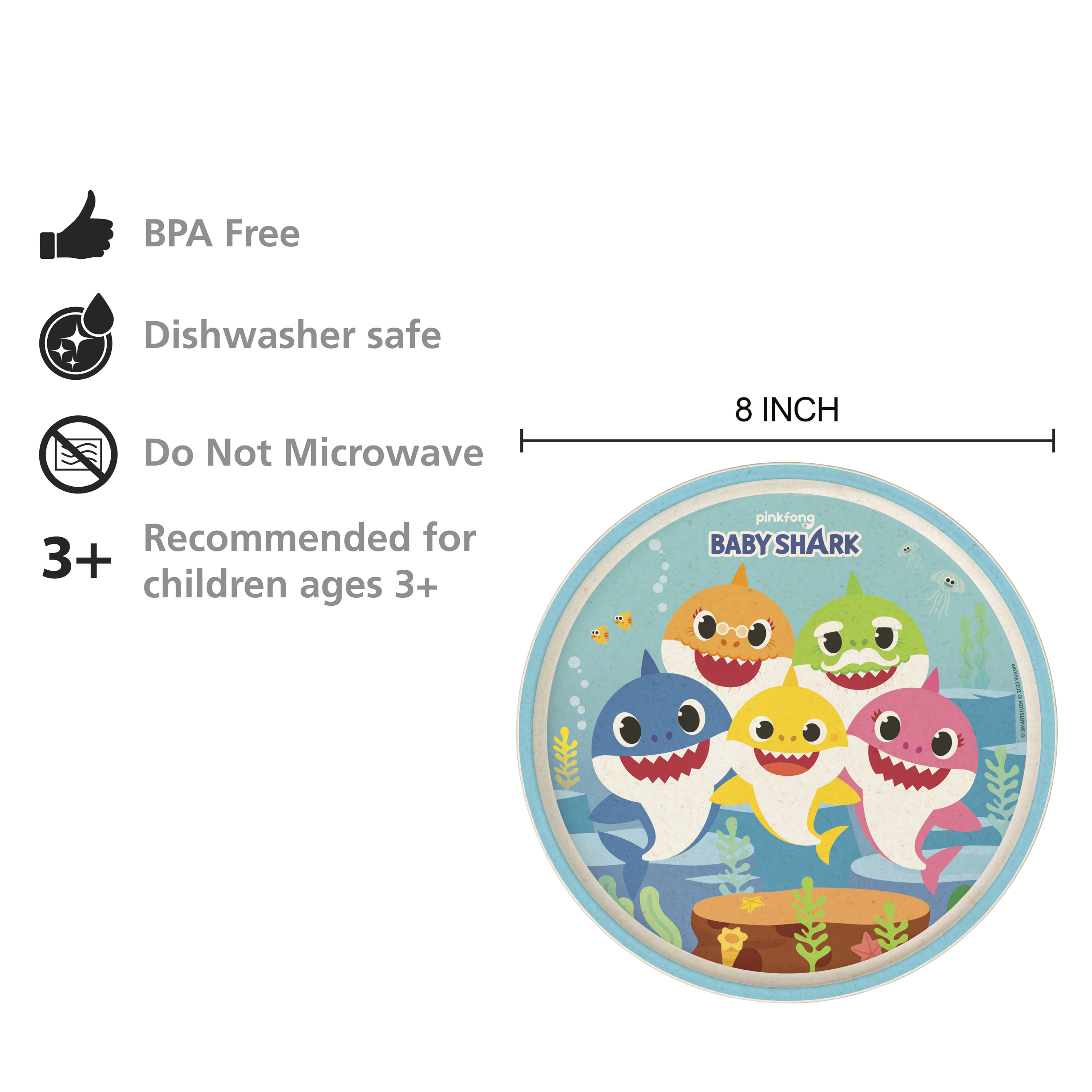 Pinkfong Kids 3-piece Dinnerware Set, Baby Shark, 3-piece set slideshow image 2 Pinkfong Kids 3-piece Dinnerware Set, Baby Shark, 3-piece set slideshow image 2