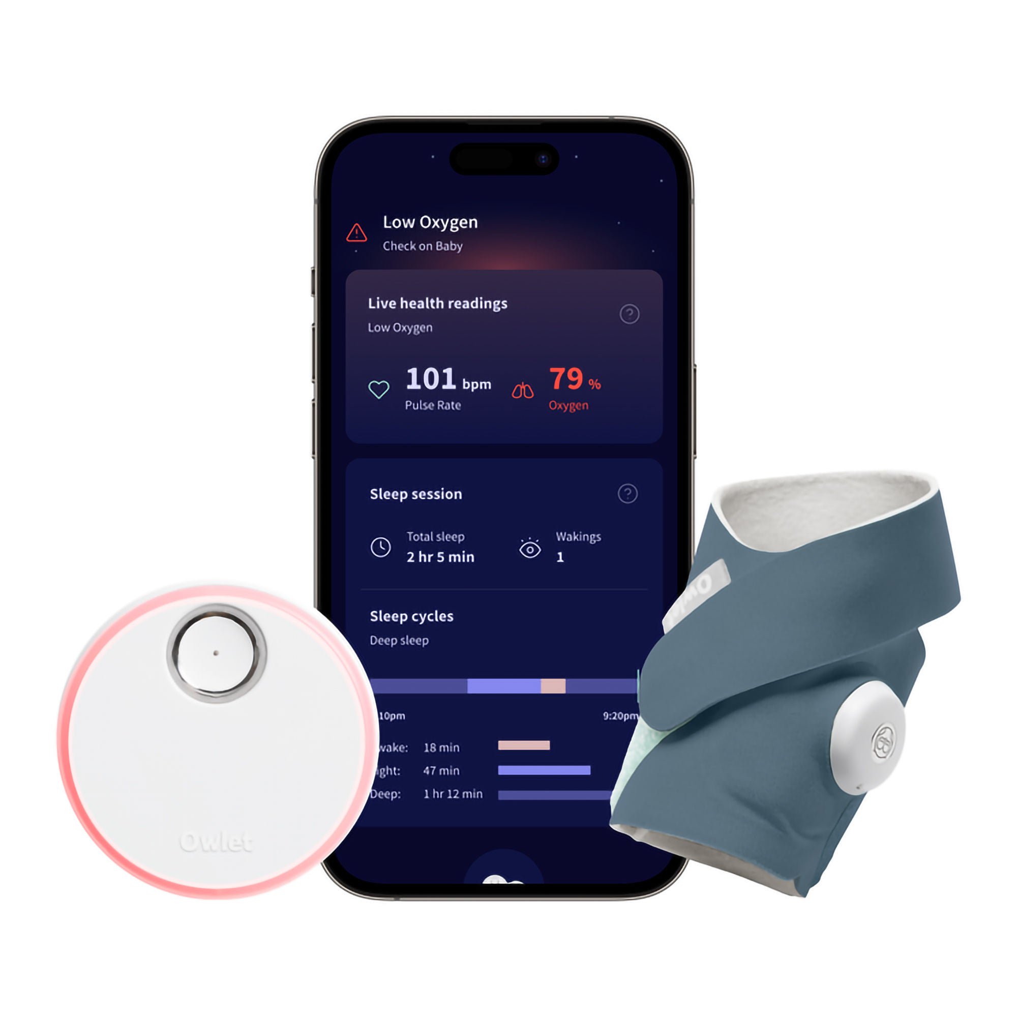 Owlet® Dream Sock® Smart Baby Monitor, Track Heart Rate and Oxygen, Blue