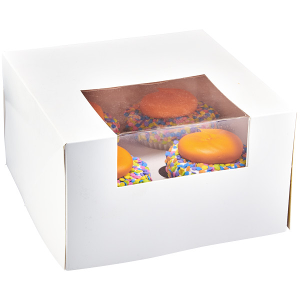 White 4 Count Cupcake Cake Box