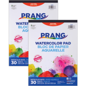Watercolor Paper Pad, White, 9" x 12", 30 Sheets, 2 Pack